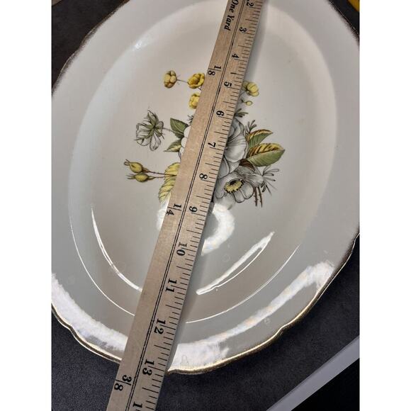 Vtg Canonsburg The Hallmark Magnolia Pattern 22 Kt. Oval Platter Serving Dish - Picture 8 of 11